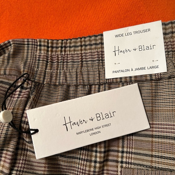 Haver & Blair London wide leg plaid trousers, NWT, L - Picture 2 of 5